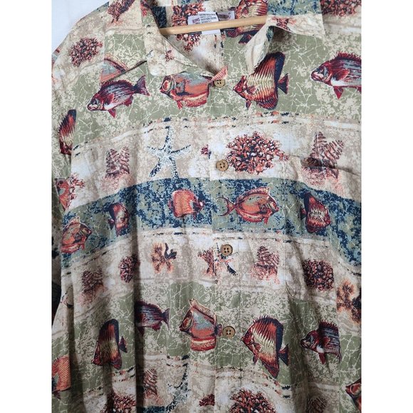 Boca Classics Hawaiian Shirt Mens 3XL Fish Print- Cotton And Rayon - Picture 2 of 6